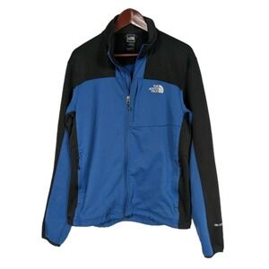 The North Face Jacket Blue Full Zip TKA Stretch Soft Shell Coat Fleece Mens A002